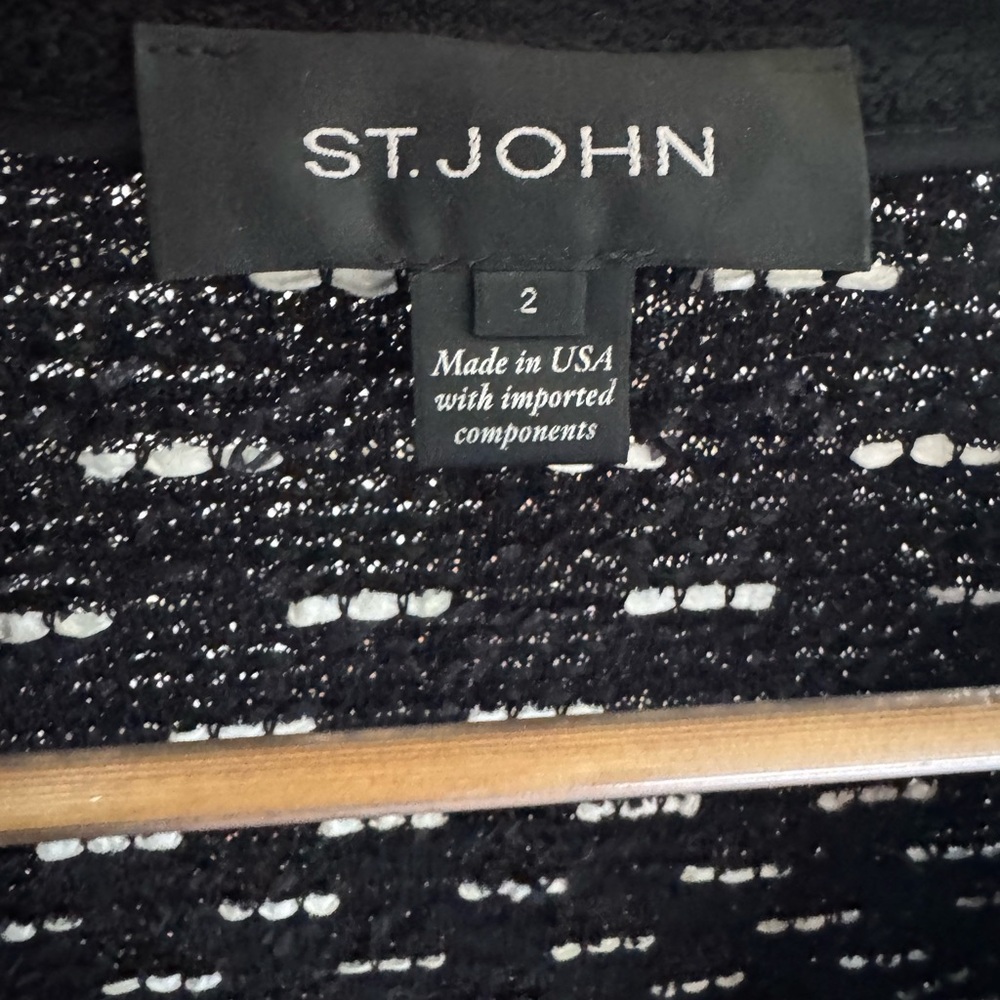 St. John Black, White & Silver Sparkle Knit Jacket